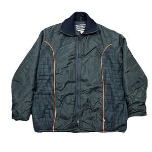 Vtg 70's Arctic Cat Arcticwear Snowmobile Jacket Black Orange Stripe LT